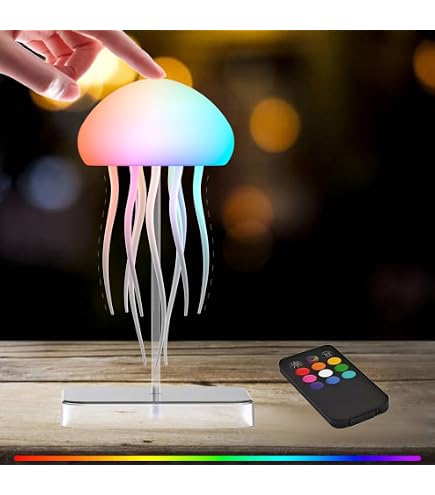 Veilleuse Méduse Rechargeable USB-C Avec Contrôle Vocal - Lampe Multicolore LED