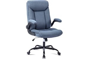 MZLEE Ergonomischer Bürostuhl Computerstuhl Schreibtischstuhl Drehbarer Arbeitsstuhl mit hochklappbarer Armlehne, höhenverstellbar, Bequem für Büro Heim Gaming (Navy blau)