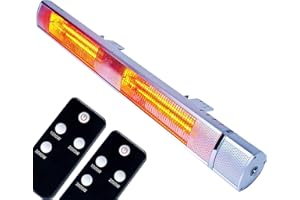 MYLEK Patio Heater 3000W - Electric Wall Mounted Outdoor Unit - Remote Control - IP65 Waterproof - Outside Aluminium Rustproof - Fast Heat-up Golden Tube, Gardens, Cafes, Restaurants 3KW