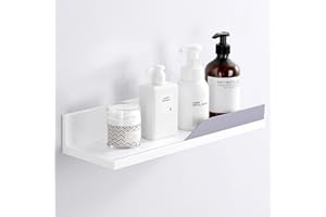 YOHOM White Floating Shelf Adhesive Bathroom Wall Storage Shelf No Drilling Display Ledge Shelf Organizer for Shower Caddy Kitchen Shelf Holder 14.96inch