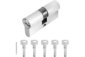 XCRPRT Cilindro de puerta 30/30 para cerradura de perfil con 5 llaves, cilindro de cerradura con pomo para cerradura de puerta, puerta interior, 6 cm x 1,5 x 3 cm