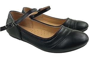 STEPTOES Girls Flat Mary Jane Ballerina Formal School Shoes Buckle Detail Black Size Infant UK 6-2