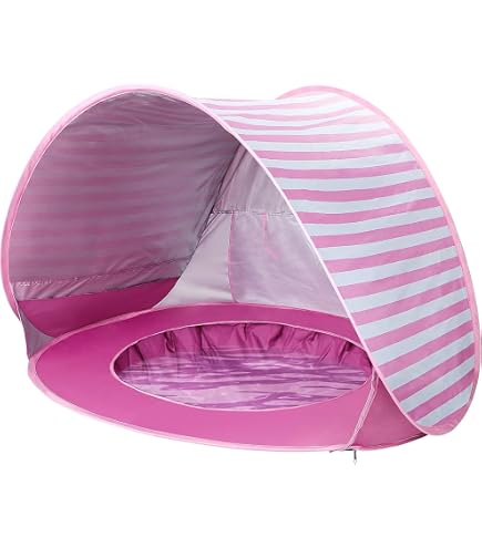 Balakaka Strandmuschel Mit Baby-Pool, 115 X 65 X 70 Cm – UV-Schutz, Faltbar, Mit 4 Bodenspitzen, Rosa