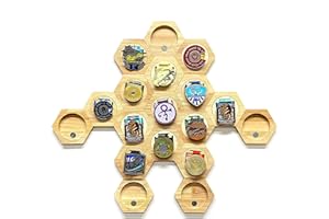 MCTIES HLCUI Marco De Exhibición De Medalla Hexagonal 24Pcs / Set Caja De Exhibición De Suspensión De Medalla De Madera Sin Perforaciones Soporte De Medalla Deportivo con Costura Creativa,18pcs