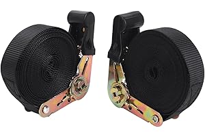 Hacbop 2 Pack 20 FT Ratchet Tie Downs Straps 6M X25mm Endless Ratchet Strap Heavy Duty Cam Buckles Strap for Motorcycles,Car, Gold,Black, (463726)