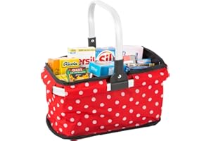 CHRISTIAN TANNER tanner DER KLEINE KAUFMANN TANNER Deco - Moderner Tragekorb, rot, gefüllt, Zubehör für Kaufmannsladen, lebensmittelechtes Design, 4091.3