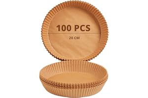Mypicompany. Papel Freidora Aire. 100 Piezas de Papel para Freidora de Aire. Papel Air Fryer Redondo. Moldes Papel Freidora de Aire Antiadherente. (100, REDONDO 20CM)