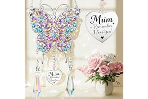 JOHIUX Best Mum Gifts for Christmas From Daughter Son,Birthday for Mother, Butterfly Crystal SunCatcher Indoor Window Hanging for New Moms and Women.