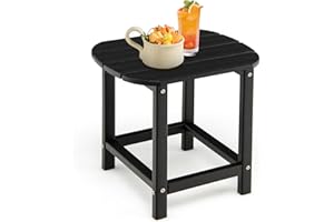 RELAX4LIFE Outdoor Side Table, HDPE Adirondack Table Patio End Table, Low Maintenance & Weather Resistant Small Rectangular Garden Coffee Tea Table for Balcony, Backyard, Lawn and Poolside (Black)