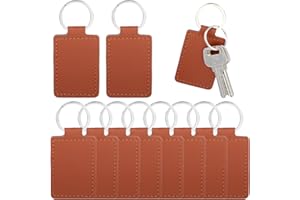 TELOOCO 10 Pièces Porte-Clés en Cuir avec Porte-clés Anneau de Porte-clés Marron Rectangulaire Porte Clé Personnalisé Porte-clés en Cuir pour la Fabrication d'Artisanat en Cuir de Lanière de Clé