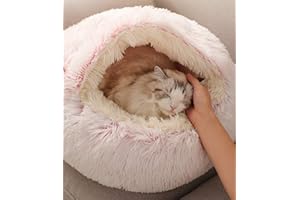 BORUISX Saco de Dormir para Gatos, Manta de Lana, Almohadilla para Mascotas Independiente, Cortina Suave y Antideslizante, Lavable (Pelo Largo Rosa)