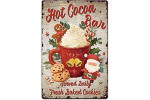 SUPERDANT Hot Cocoa Bar Metall Tenn Skylt Retro Jul Drink Kakor Metall Poster Väggkonst Plakett Dekor Rektangelskyltar för Va