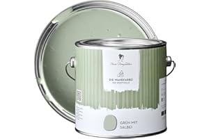 MissPompadour edelmatte Wandfarbe Grün mit Salbei 2,5L - sehr hohe Deckkraft - geruchsneutrale, spritzfreie Farbe - atmungsaktive, wasserbasierte Innenfarbe/Deckenfarbe - Die Wertvolle