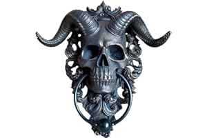 biteatey Door Knocker Horn God Skull Hanging Door Knocker Goat Horned God Skull Hanging Door Knocker Satan Resin Skeleton Door Knocker Front Doors & Main Porches Accessories