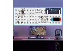 Easyhomie Wall Organiser Pegboard Combination Kit with 4 Tiles 42x30cm Pegboards + 20 Pieces Accessories for Room Storage, Organization and Decoration, Free Combination & Easy Install