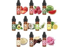 HXDZFX Food Flavoring Oil - 10 Pack Liquid Concentrated Food Flavour Oil for Baking, Cooking - Lip Gloss Flavouring Oil for Lip Balm, Cosmetics, Drink, Soap Making - Water & Oil Soluble - 6ml