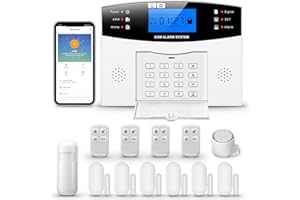 XNH Sistema de Alarma de Seguridad de Cable eléctrico para el hogar con Teclado, gsm con Sensor Detector de Infrarrojos, Sensor de Puertas/Ventanas, Kits antirrobo domésticos de 13 Piezas