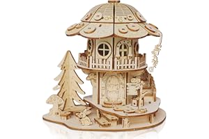 Foyucool 3D träpussel svamphus för vuxna | Gör-det-själv saga miniatyr hus byggsats, naturligt trä hantverk dekoration & present