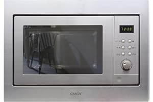Candy MIC201EX, Microondas integrable con grill, 20L, Digital, Con marco, 8 programas automáticos, Plato giratorio 24,5cm, Descongelación tiempo y peso, 800W/1000W, Acero inoxidable antihuellas