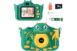 Wikay Kids Camera, 40MP Kids Digital Dual Lens Camera, 1080P Digital Camera for Kids with 32GB SD Card and Selfie Mode, Christmas and Birthday Gifts Toy for Age 3-10 Year Old, Green