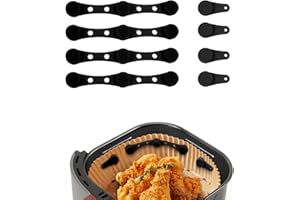 FIohiros 8 Stück Magnete für Airfryer Backpapier Silikon, hitzebeständige Sicherheitsschnalle sichert Pergamenteinlagen, verhindert, dass Papier verbrennt, passend für Ninja,Philips,Cosori(Schwarz)