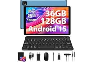 PIXPEAK Tablet 10 pollici 4G lte e 5G WiFi, Android 15.0 Octa-Core 2.0GHz, 36GB RAM, 128GB ROM (1TB Espandibile), INCELL 1920 * 1200, 13MP+8MP, Tablet in offerta con Tastiera etc, GPS/Bluetooth, blu