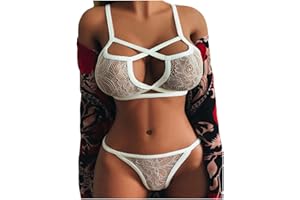 Copelsie Damen BH Set BH und Slip Spitze Abnehmbare Träger V Push Up Bügel BH Unterwäsche Lingerie Panty Dessous Sets