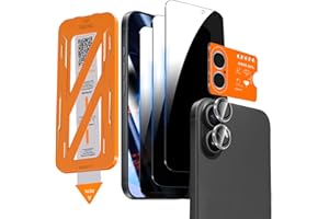 QHOHQ 3 Stück Sichtschutz für iPhone 17 für Panzerglas mit 1 Satz Kameraschutz, 25°Anti-Spy Glas Schutzfolie, 1-Sekunden Auto-Install, Anti-Kratzer, Anti-Fingerabdruck, Kompatibel mit Hülle