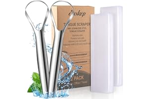 Easkep 2er-Pack Zungenschaber-Reiniger, 100% Edelstahl Zungenschaber, Breitkopf-Zungenreiniger mit Schöner Tragetasche,für Erwachsene Kinder