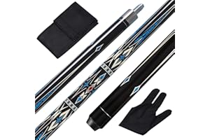Teekerwang 1/2 Pool Cue Stick - 58 inch Maple Billiard Pool Stick, Maple Pool Cue Stick Kit, 2-Piece Billiard Pool Cue Stick Set(with Cue Bag & Glove)