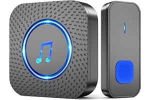 SURFOU Wireless Doorbell, 1,300 ft Long Range Cordless Battery Operated, Wall Plug in Electric Door Chime Kit with 55 Melodies 5 Volume to Choose, LED Door Entry Bell (1 Receiver + 1 Transmitter)