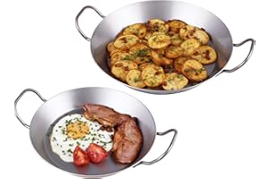 chg Set di 2 padelle in ferro con 2 manici, Ø 24 e 28 cm, ferro, argento, Ø 24 cm