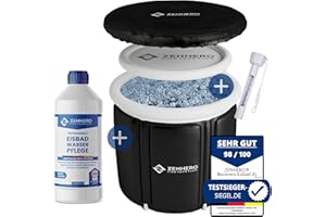 Zenhero Recovery Eisbad Bundle (85 cm Ø) – Höchster Komfort und viel Platz – Mit Thermometer & 1x Wasserpflege– Kältetherapie für Zuhause – Eistonne mit 5 Isolierschichten