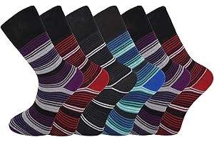 SOCK-TEC 6 Pairs Non Elastic Diabetic Mens Socks Easy Grip Loose Soft Top Rich Cotton Sock One Size UK 6-11
