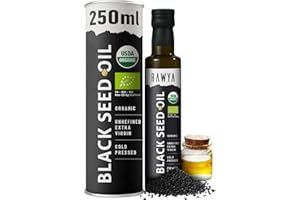 RAWYA Organic Cold-Pressed Black Seed Oil 250ml, Turkish Black Cumin (Kalonji, Nigella Sativa), Unrefined, Rich in Omega-3-6-9, Strong Taste, for Hair, Skin, Face and Overall Wellness, Pack of 1