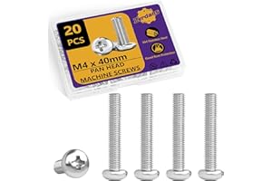 ZERDANS M4 (4mm x 40mm) Machine Screws Pan Phillips Cross Head Machine Screw Fasteners Bolt Set - 20pcs Electrical Long Socket Screws for Light Switch and Plug Sockets, Wall Plate
