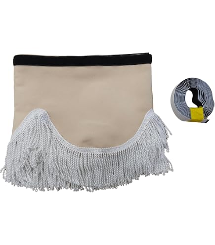 Set De 7 Rideaux Pour Camion Poids Lourd - Gris Avec Pampilles Blanches - Tissu Doux Résistant - Compatible Nombreuses Marques