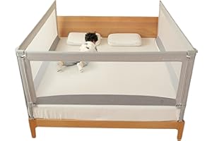 monkey mum® Barrera Seguridad niños Cama Económica 180 cm Gris, Barrera Cama 80-200 cm, barandilla Cama niño, Barrera Cama Bebe, Barra Cama Seguridad niño, Barrera Cama niños, barandilla Cama