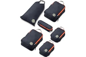 TRIPPED Travel Gear Kompresyjne kostki do pakowania - kostki do pakowania i organizery, szare i pomarańczowe, 6 szt
