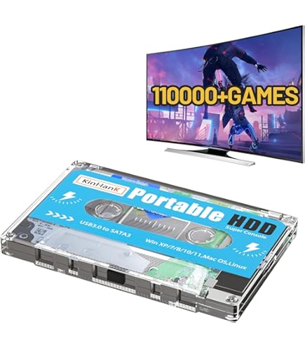 Kinhank 2TB External Hard Drive Built-in 120,000+ Classic Games