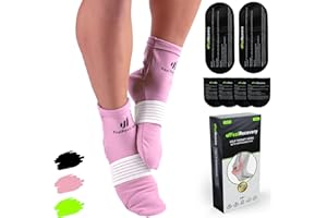 FEEL RECOVERY Calzini Refrigeranti Piedi e Caviglie - Calze per Terapia Caldo e Freddo - Impacco Ghiaccio Gel con Banda di Compressione - Neuropatia, Dolore al Piede e Fascite Plantare (S/M, Rosa)