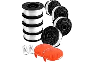 Uchidodo Filo Decespugliatore, 8 Bobina per Decespugliatore Black e Decker, Lunghezza 9,14m, Diametro 1,65mm con 2 Copri Bobina e 2 Molla, Alimentato a batteria