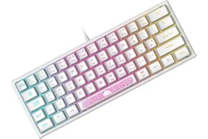 ZIYOU LANG K61 60% Percent Gaming Keyboard, Compact RGB Chroma Backlit STK61-Wired Mechanical Feel Membrane Keyboard, UK Layout Pro Mini 62 Keys, Waterproof, for PS4 XBOX PC Laptop Mac/White