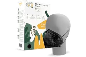 THE ADVENTURE MASK The Adventure Face Mask FFP3 with Ear Loops, EU Certified, 5-Layer, CE Certified, PPE Mask, Box of 10, Black