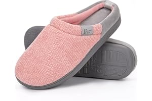 LongBay Damen Hausschuhe mit Memory Foam rutschfeste bequeme Slip-On Pantoffeln