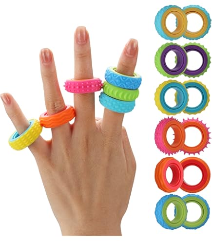 MLRUQRX 12 Anillos Sensoriales De Silicona – Colores Vibrantes, Anti-estrés, Ideales Para TDAH Y Ansiedad