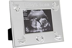 WIDDLE CELEBRATIONS Silver Plated Baby's Scan Photo Frame with Embossed Detail 5" x 3.5" 2380