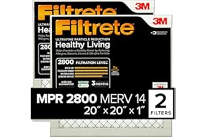 Filtrete 20x20x1 Air Filter, MPR 2800, MERV 14, Healthy Living Ultrafine Particle Reduction 3-Month Pleated 1-Inch Air Filters, 2 Filters
