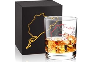 LEKUNI Vasos Whisky Cristal Con Diseño De Nürburgring - Vaso Whisky De 300ml Para Johnnie Walker, Macallan, Cardhu, Talisker, Regalos Personalizados Para Hombre 30 40 50 Años