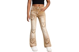 SEAUR Slagjeans flicka stretch slim fit jeans snygg denim utsvängda jeans för barn tonåringar 130–160 cm, 7–14 år